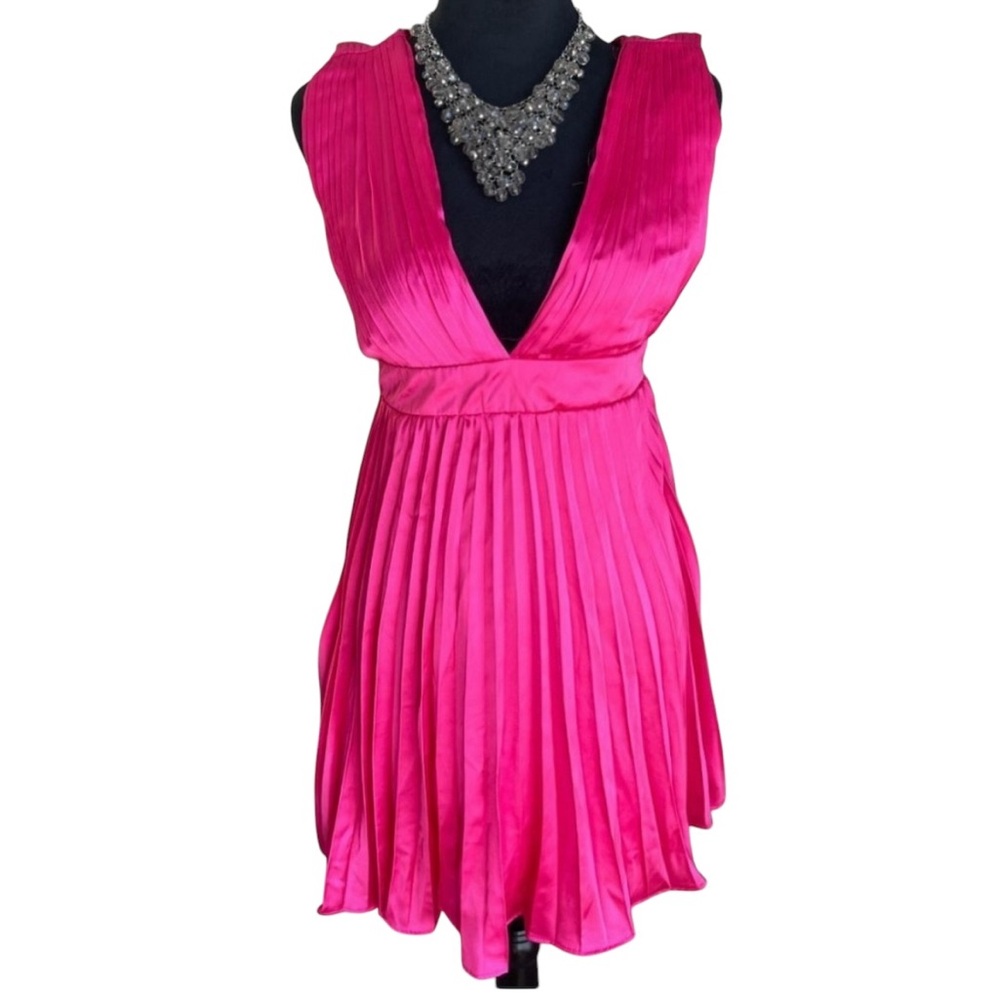 Jessica Simpson Pink Backless Pleated Mini Dress